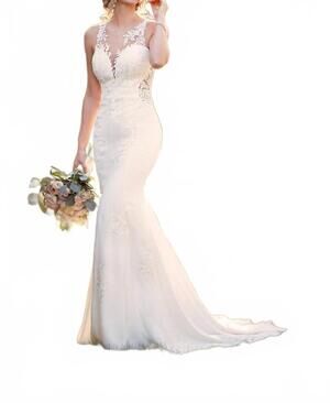 NEW STELLA YORK sleeveless wedding gown in ivory/porcelain